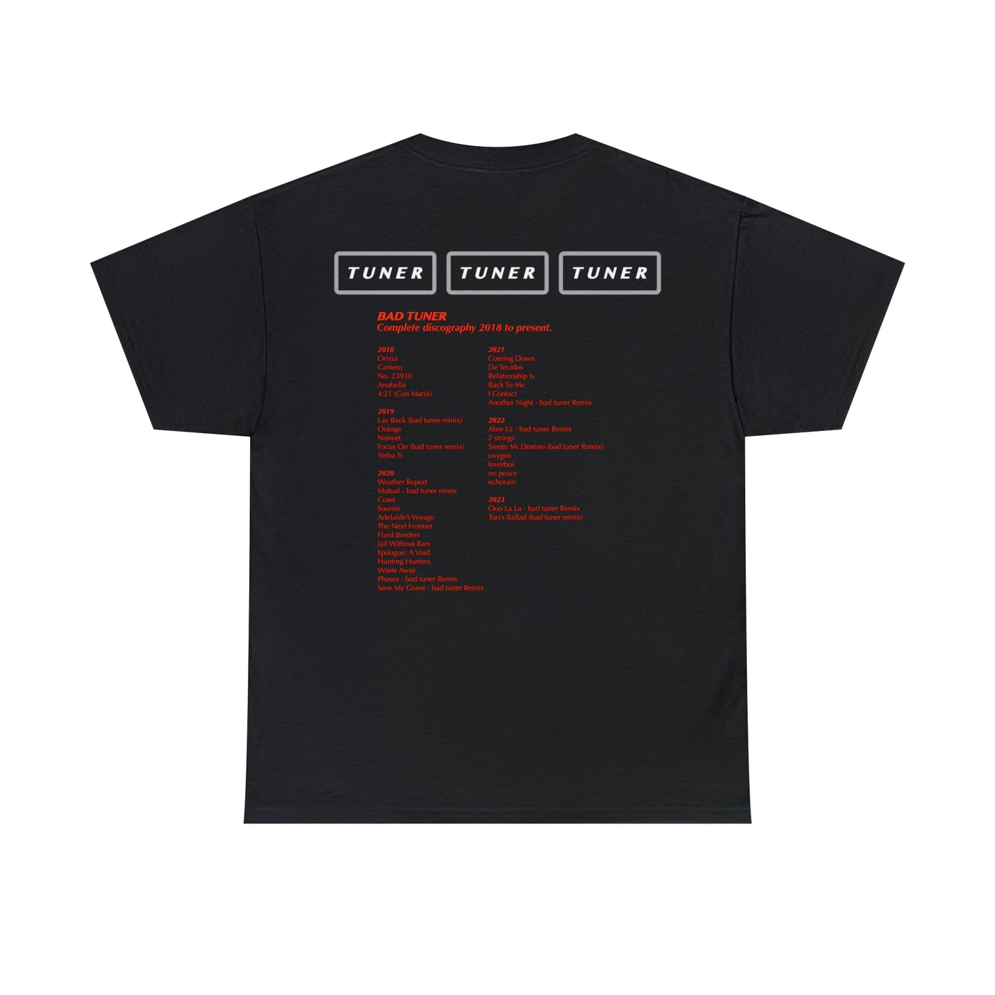 bad tuner 'discography' t-shirt